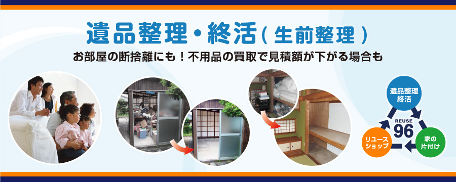 遺品整理・終活(生前整理)ならリユース96へ